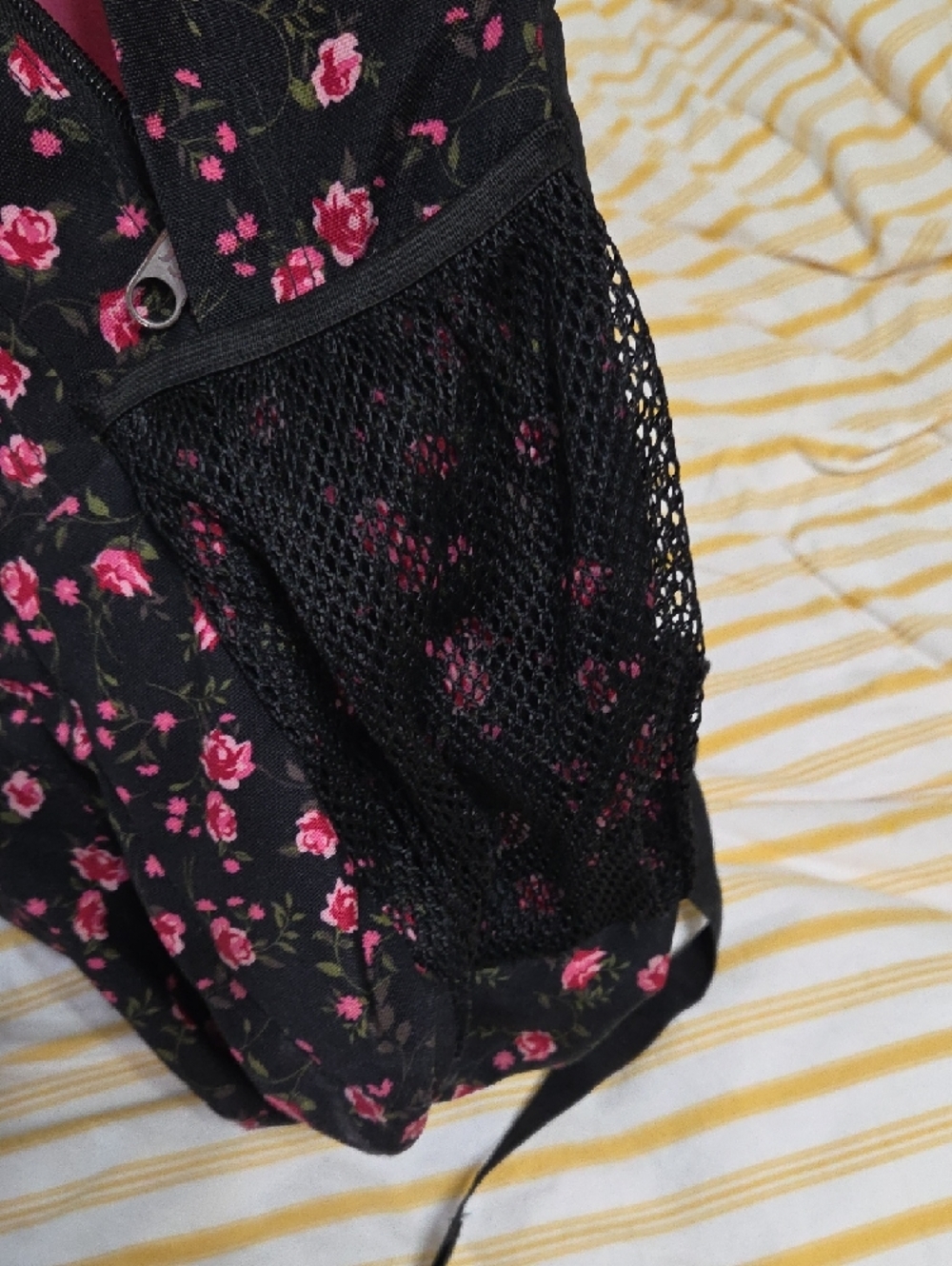 Jansport Black Backpack with Pink Floral Print - Picture 7 of 10